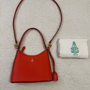 Mark Cross Murphy Zip Leather Shoulder Bag in Poppy